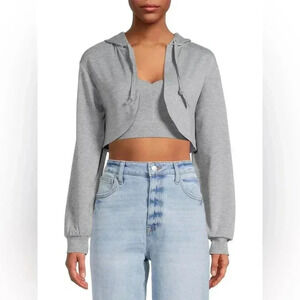 Almost Famous Women's Junior' Bralette & Bolero Hoodie, 2-Piece Set